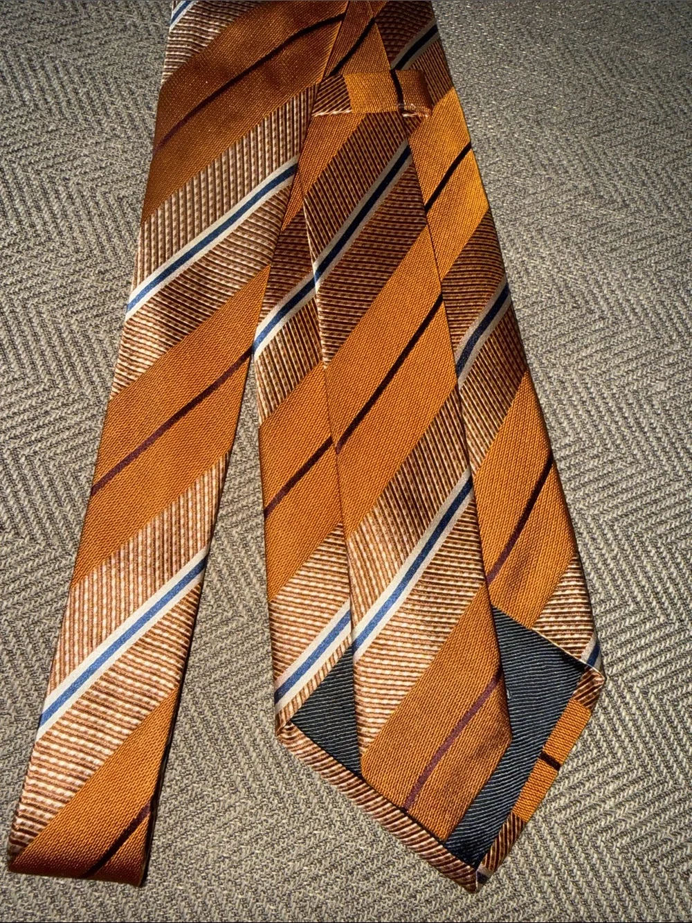 Ermenegildo Zegna Orange Striped 100% Silk Tie